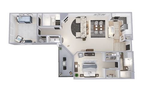 Floor plan for 2 beds, 2 baths, 1320 sqft
